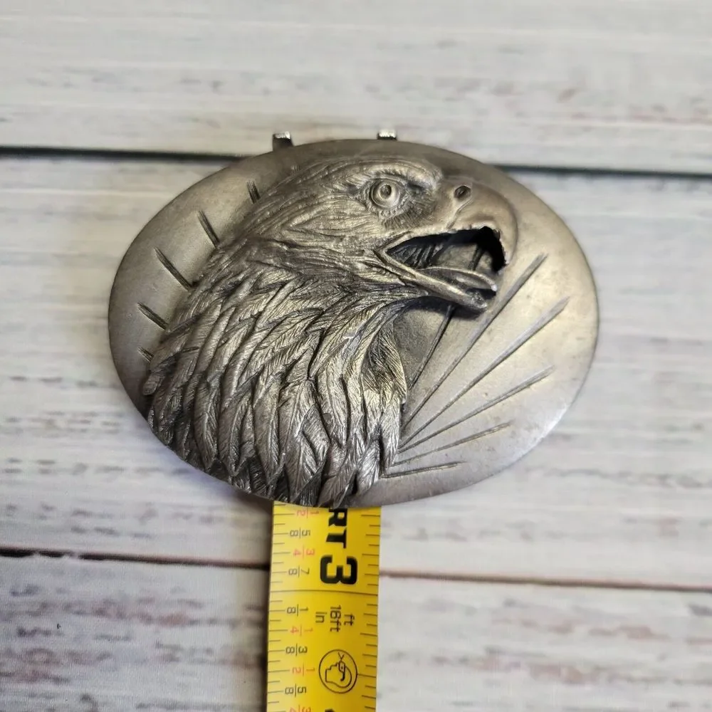 Siskiyou Buckle Co Eagle American  Belt Buckle Silver‎ Pewter Tone Metal 1987